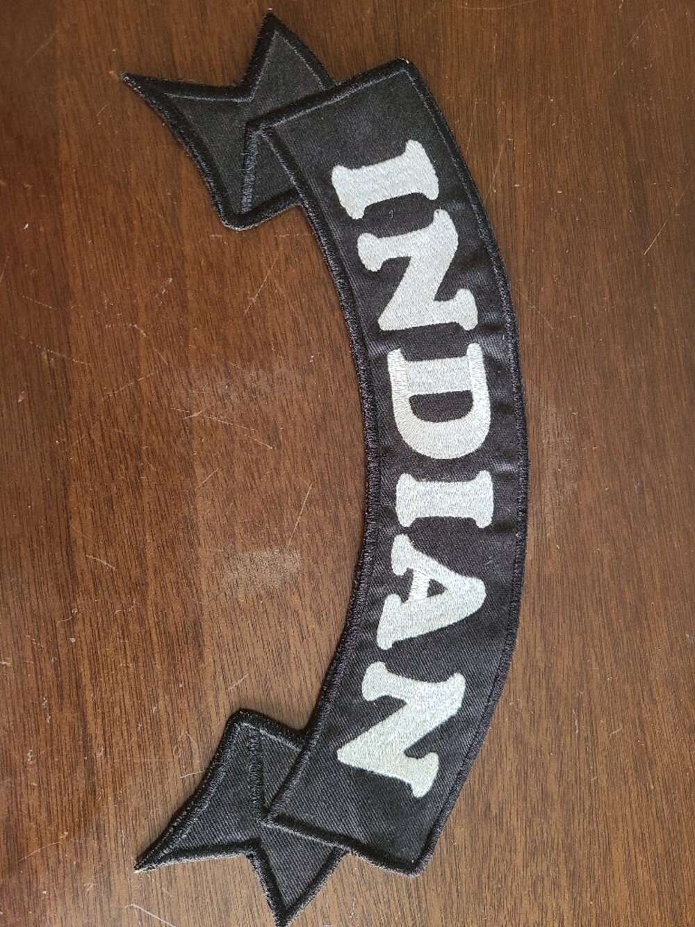 Large Indian Motorcycle Curved Top Rocker Embroidered Patch Black White NEW